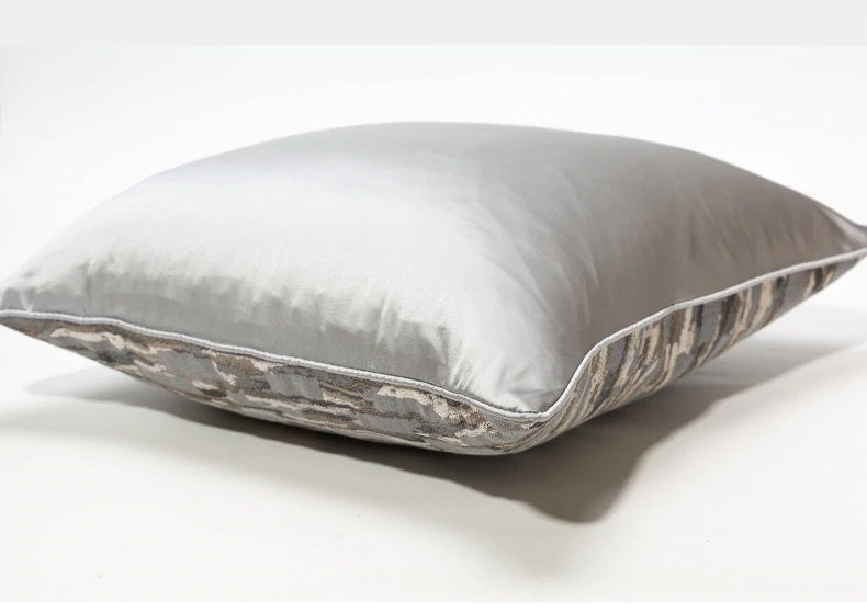 Luscious Grey Platinum Silk Velvet Decorative Throw Pillow