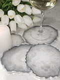 Excellence Collection-  Silver Leaf Edge Agate Coasters