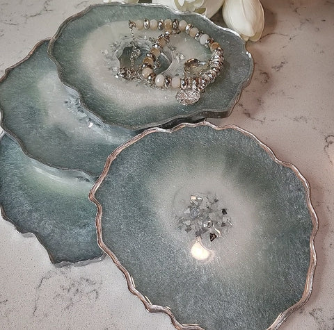 Shimmering Teal Agate Coasters