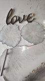 Opal Agate Collection: White & Silver Tray with Silver Handles & 2 Coasters