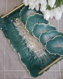Emerald Agate Tray Set- 5 Coasters