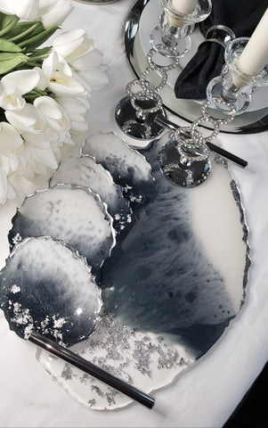 Excellence Collection- Blue Royal (Silver) tray set