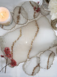 Gold Lace Agate Tray Set- 5 Coasters