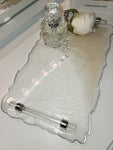 Opal Agate Collection: III White & Pearl Tray with Acrylic Handles
