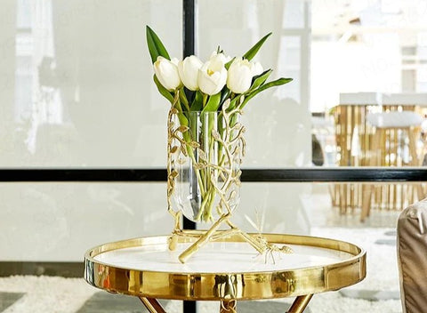 Golden Vines Glass Vases