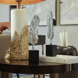 Modern Feather Tabletop Sculptures (Silver or Gold)