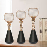 Exquisite Black & Gold Metal Candle Holders