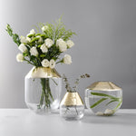 Scandinavian glass vase with gold plating