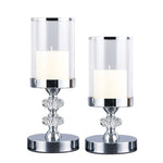 Silver Metal Crystal Candle Holders