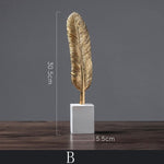 Modern Feather Tabletop Sculptures (Silver or Gold)
