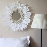 Handmade Tapestry Feather Wall Art Mirror